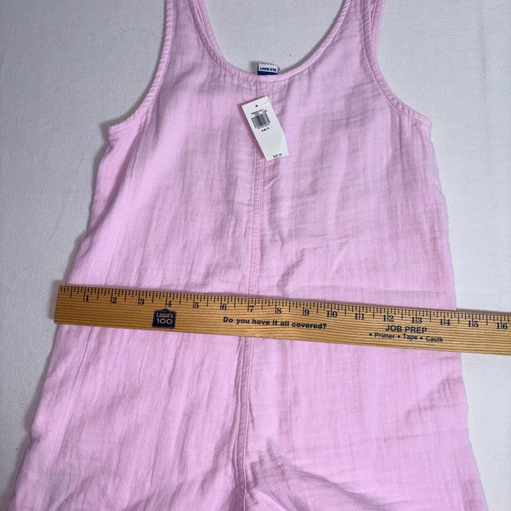 Old Navy Gauze Romper small (age 6-7) Pink New Sleeveless Cotton Pocket Jumpsuit